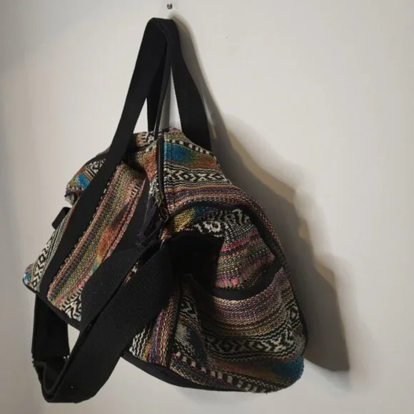 Roots African Prints Shoulder Crossbody Travel Luggage Duffle Bag Brown - Picture 12 of 13